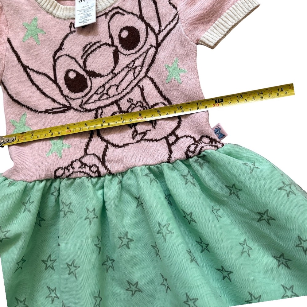 Disney Stitch Girls Pink Knit Sweater Tulle Tutu Dress Size S 6-6X Mint Green - Picture 3 of 5